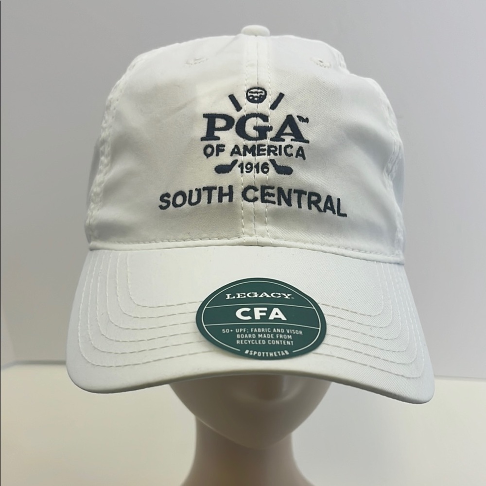 Legacy Athletic White PGA of America South Central Baseball Hat Cap 50+ UPF NEW
